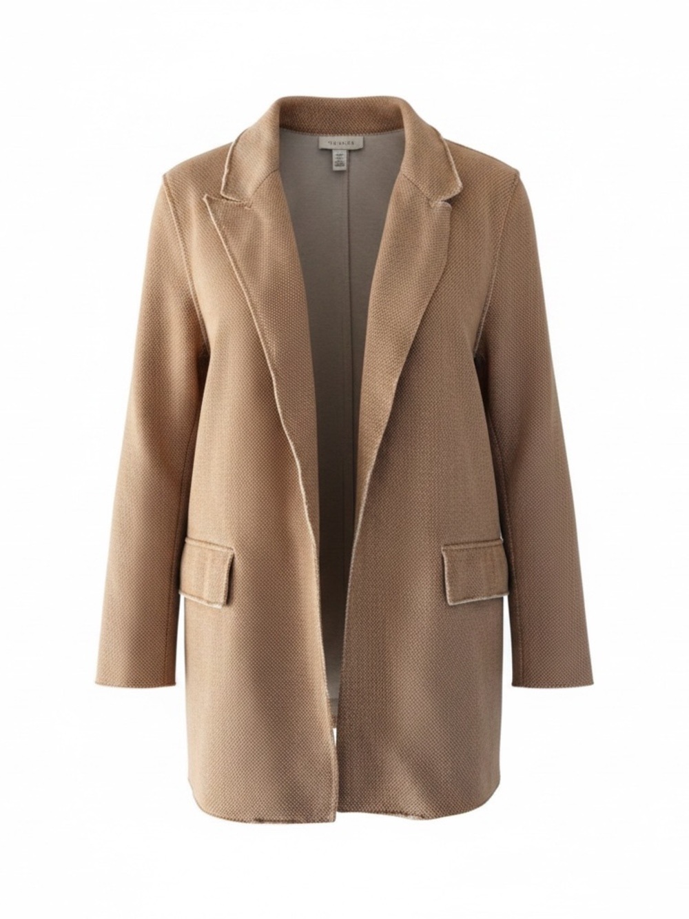 Topshop Unstructured Raw Edge Open Front Blazer in Beige